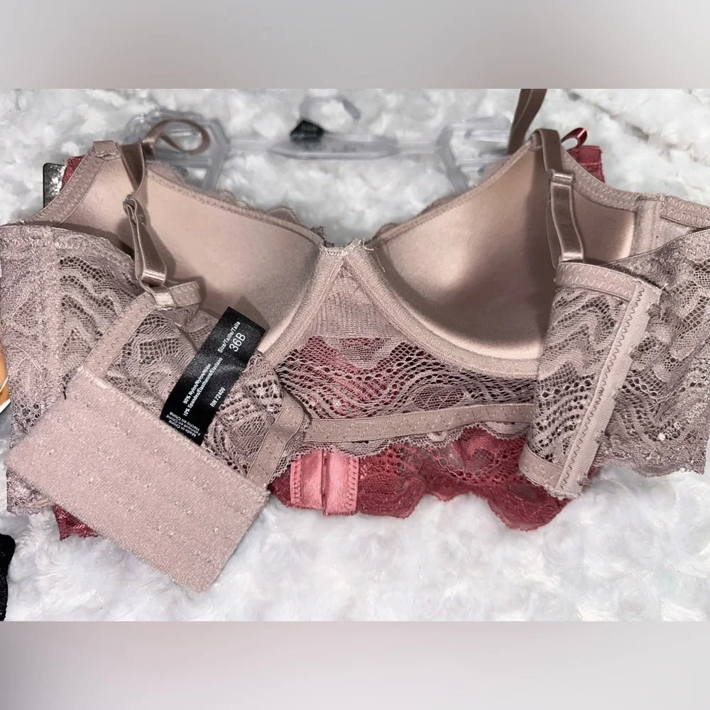 Rene Rofe Womens 3 Set Size 36B‎ Black, Pink, Nude Lace Underwire Bras NWT - Picture 6 of 9